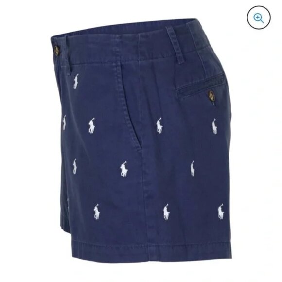 Polo Ralph Lauren Navy & White Pony Embroidery Cotton Summer Chino Shorts Size 4 - Picture 6 of 10